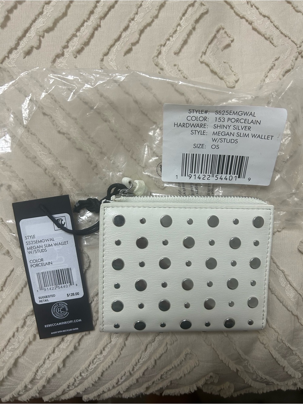 Rebecca Minkoff Porcelain Bifold Wallet with Silver Hardware
